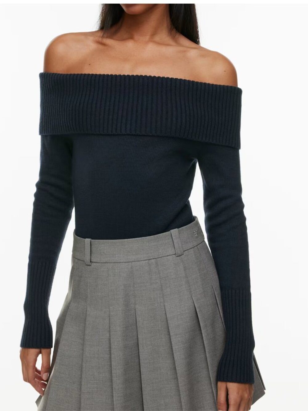 Aritzia Wilfred Topaz Off-Shoulder Cashmere Sweater Size Small